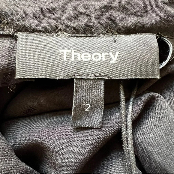 New! Theory Metallic Silk Scarf Dress/ Black 17999 - Picture 9 of 13